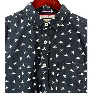 Denim‎ & Flower Mens Slim Fit Short Sleeve Button Down Shirt Bird Print